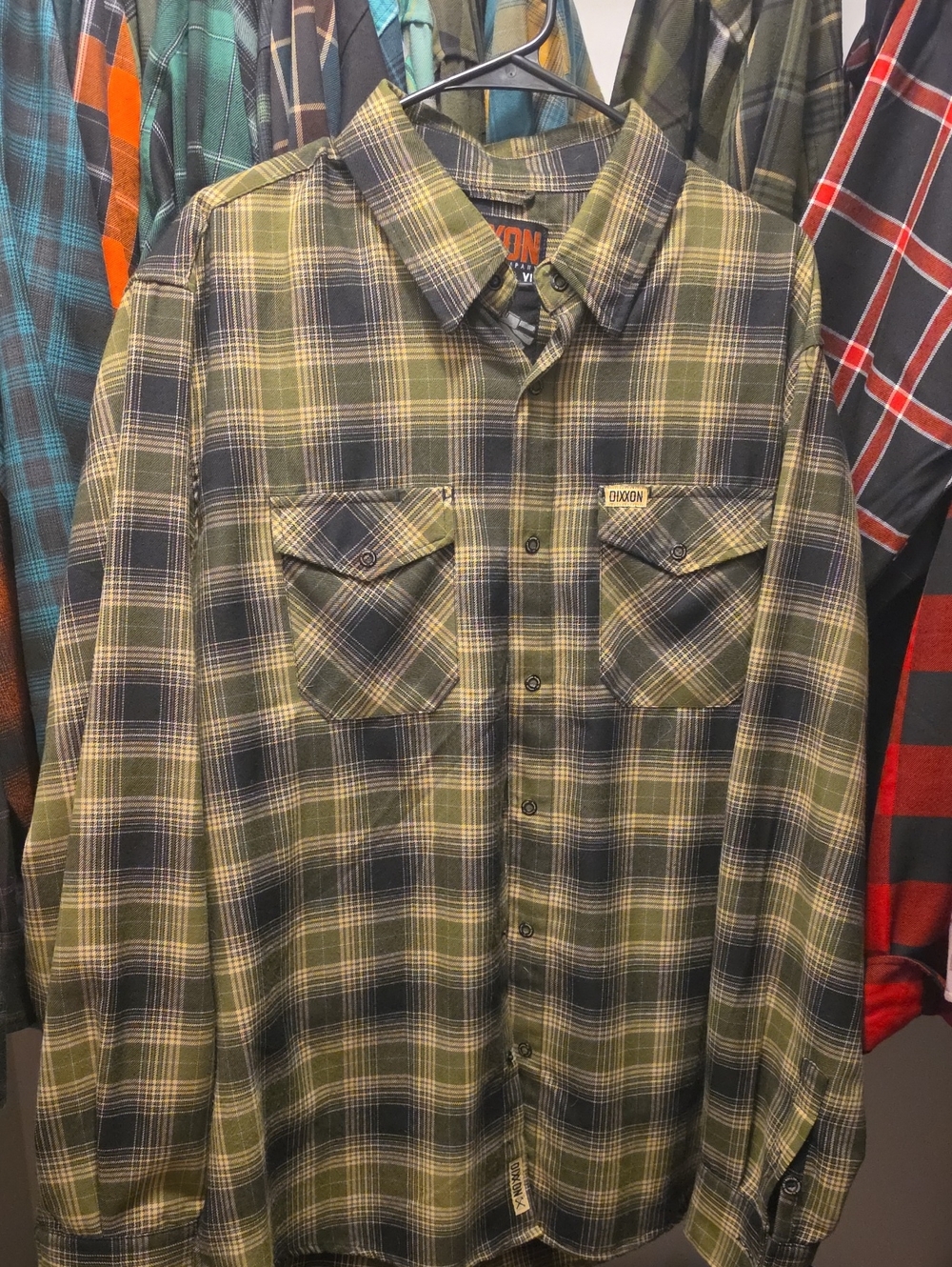 Dixxon Action Flannel Olive and Black Plaid Button-Down Work Shirt